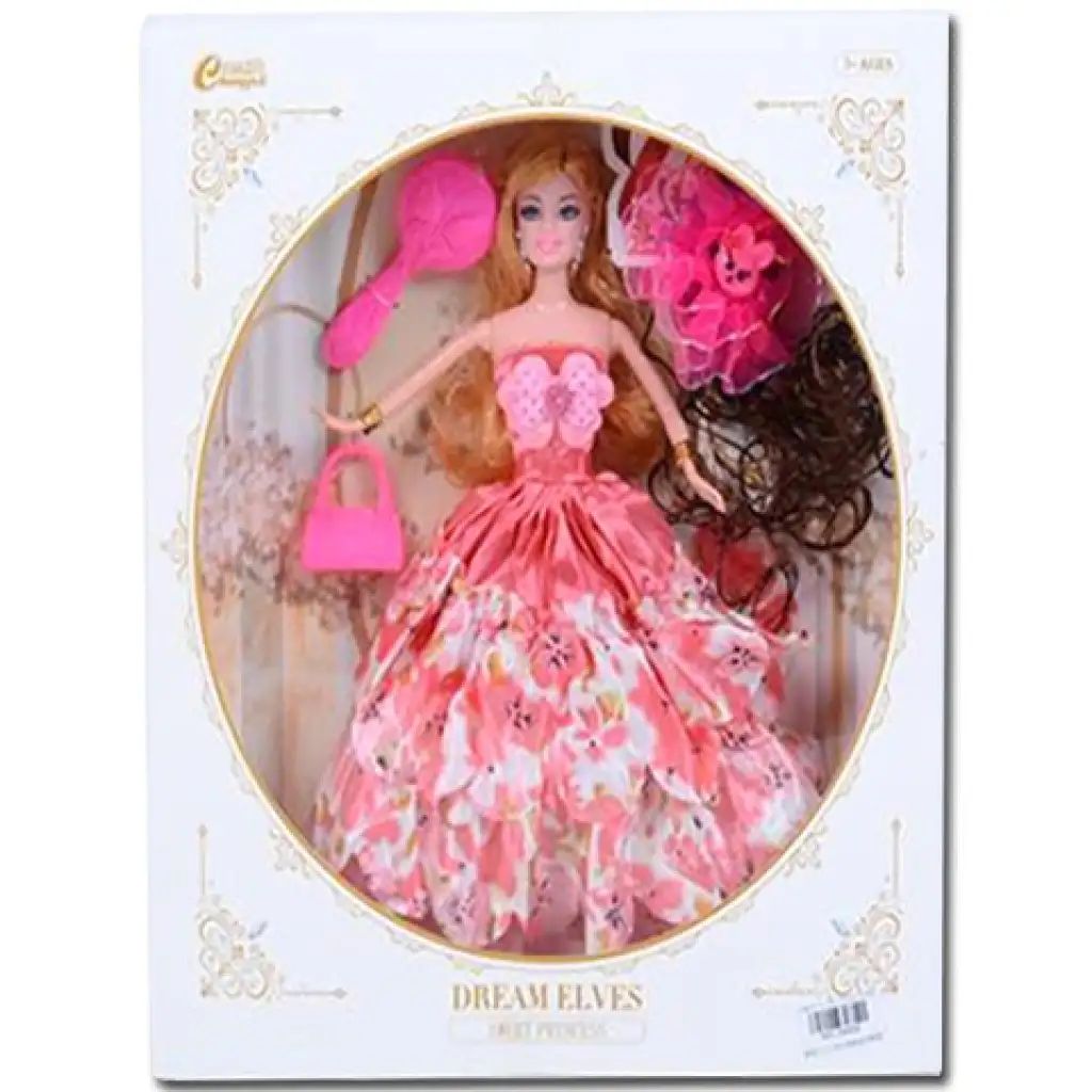 Modepuppe mit zusätzlichem Haar und Accessoires in rosa Kleid 30cm Bild 1