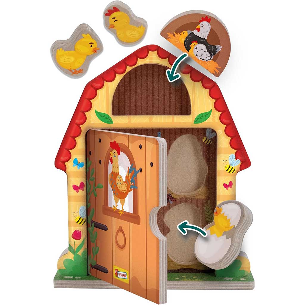 Montessori Holz Ländliche Hühnerfamilie Lernspiel - Lisciani Bild 2