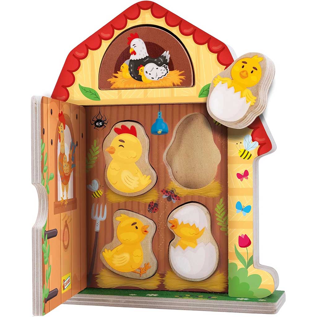 Montessori Holz Ländliche Hühnerfamilie Lernspiel - Lisciani Bild 3