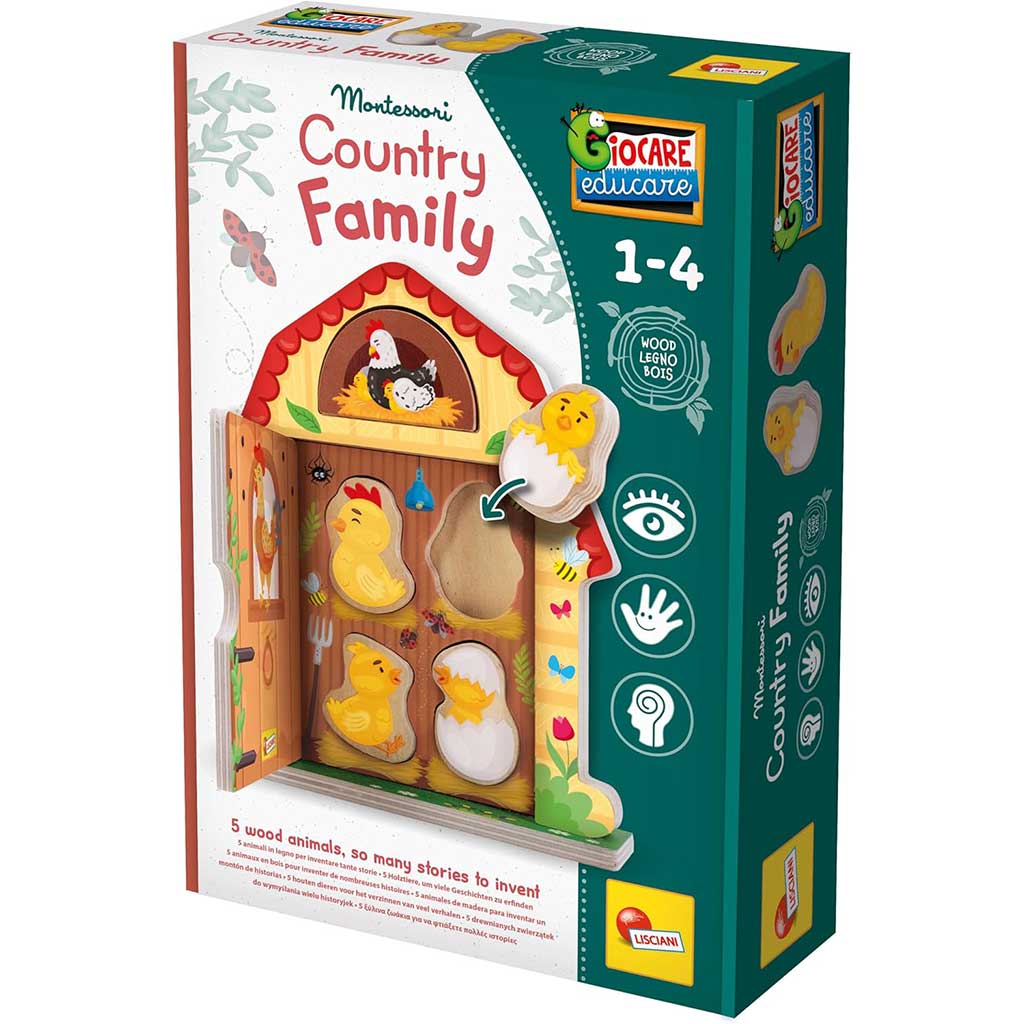 Montessori Holz Ländliche Hühnerfamilie Lernspiel - Lisciani Bild 1