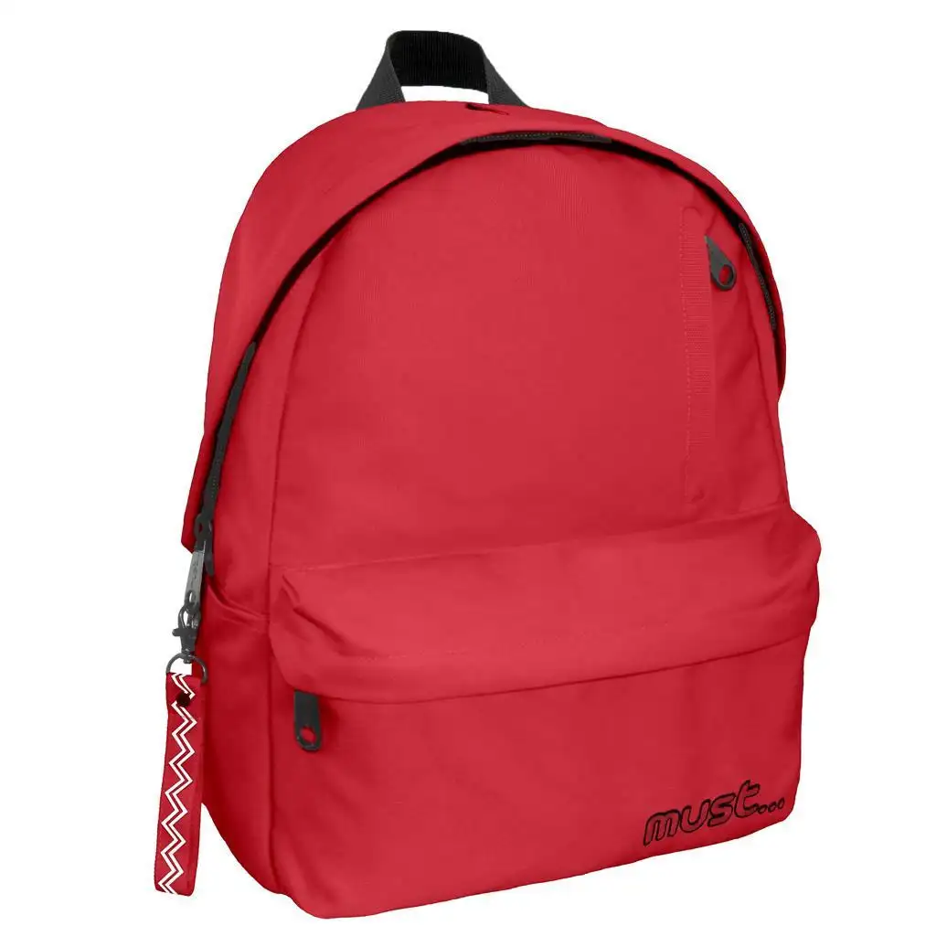 Must: Abgerundeter roter vierschichtiger Schulranzen, Rucksack 32x17x42cm Bild 1