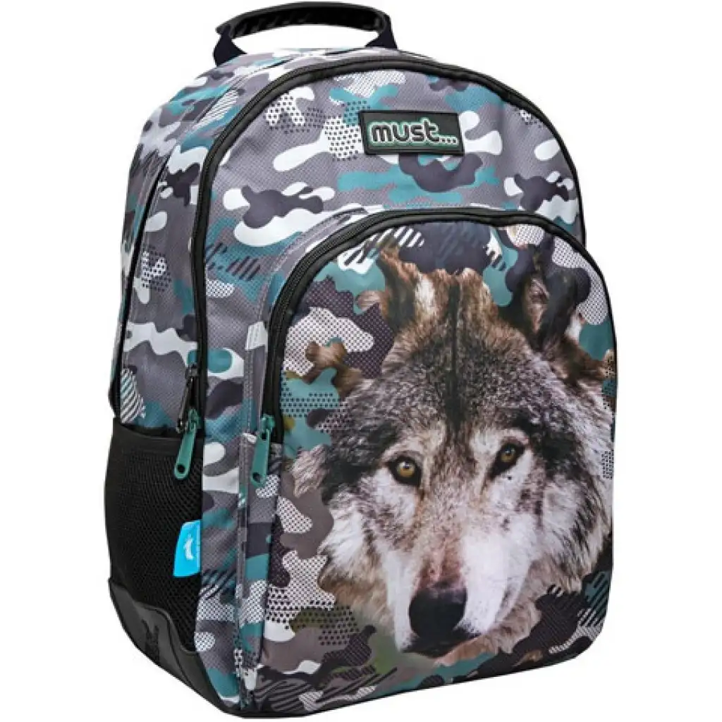 Must... Animal Planet Wolf-Muster Schultasche, Rucksack 33x16x45cm Bild 1