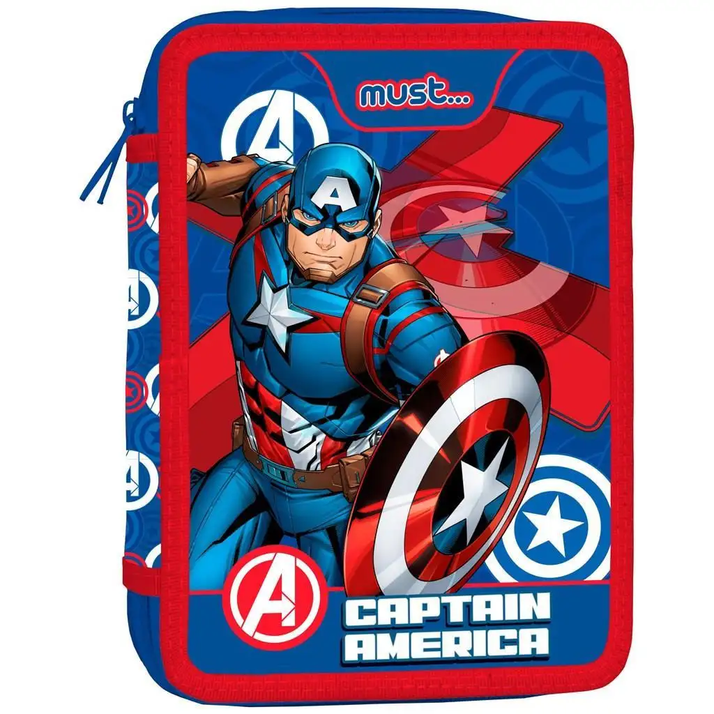 Must: Die Rächer - Captain America zweistöckiges gefülltes Federmäppchen 15x21x5cm Bild 1
