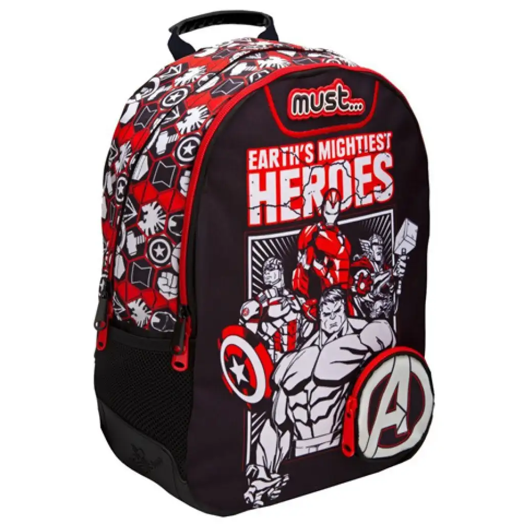 Must: Avengers schwarz-rot Schultasche, Rucksack 32x18x43cm Bild 1