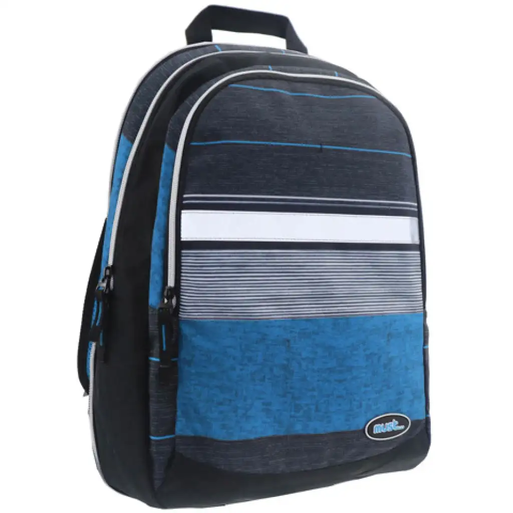 Must: Blau-Schwarz 2-in-1 vierfach unterteilte Schultasche, Rucksack 47x25x33cm Bild 3