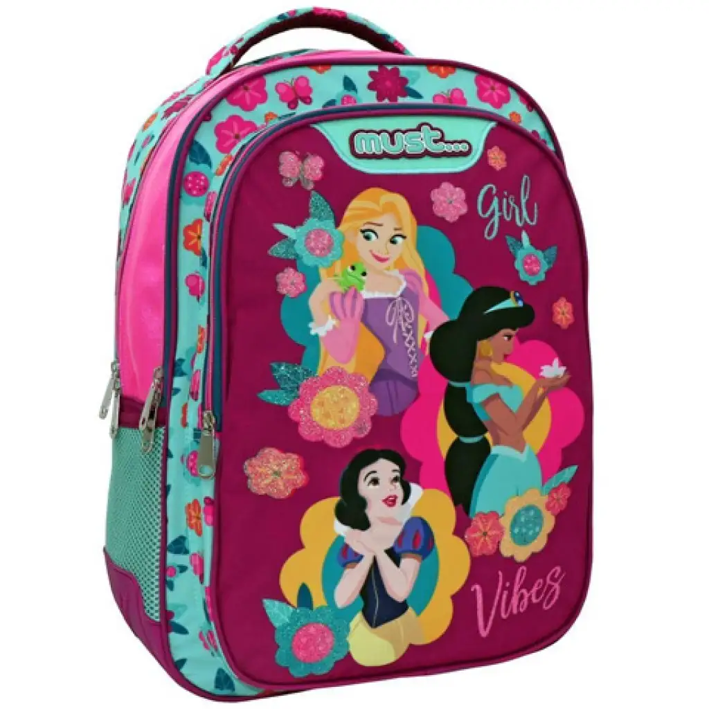 Must: Disney Prinzessinnen abgerundeter ergonomischer Schulranzen, Rucksack 32x18x43cm Bild 1