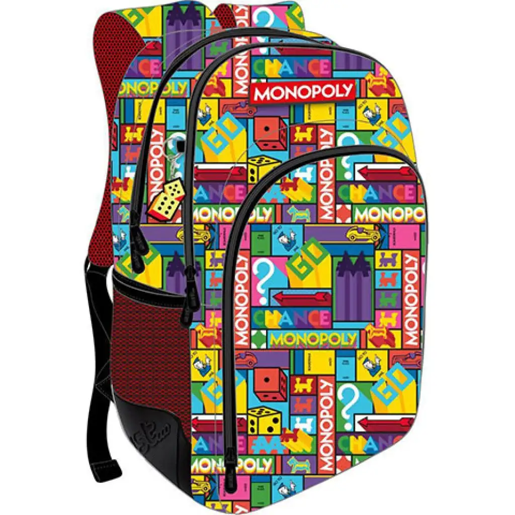 Must: Monopoly abgerundeter dreifach unterteilter Schulranzen, Rucksack 33x16x45cm Bild 1