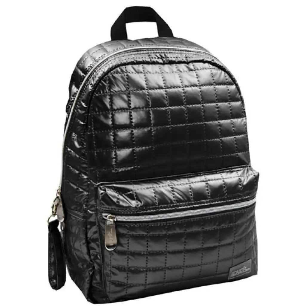 Must... Pearl schwarze gesteppte Schultasche, Rucksack 26x14x36cm Bild 1