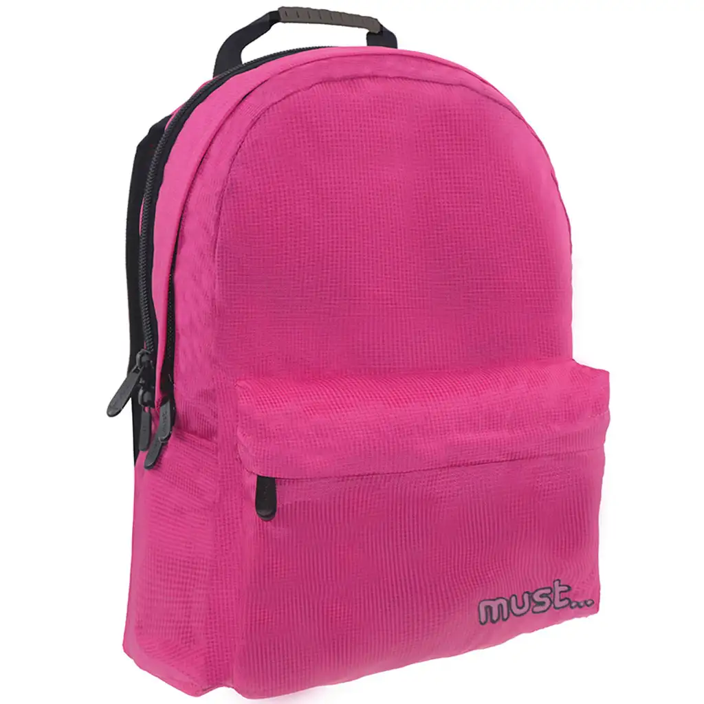 Must: Pink Monochrome RipStop Schultasche, Rucksack 32x17x42cm Bild 1