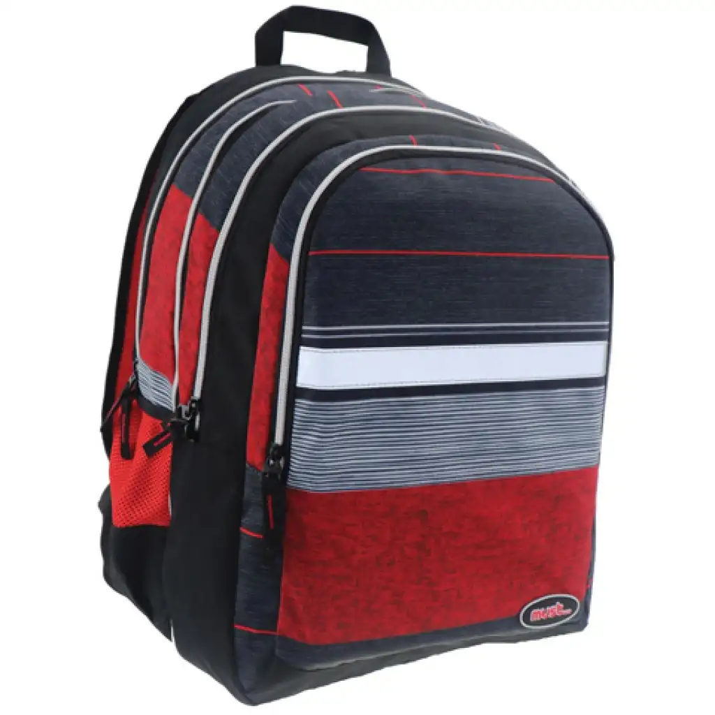 Must: Rot-Schwarz 2-in-1 vierfach unterteilte Schultasche, Rucksack 47x25x33cm Bild 1