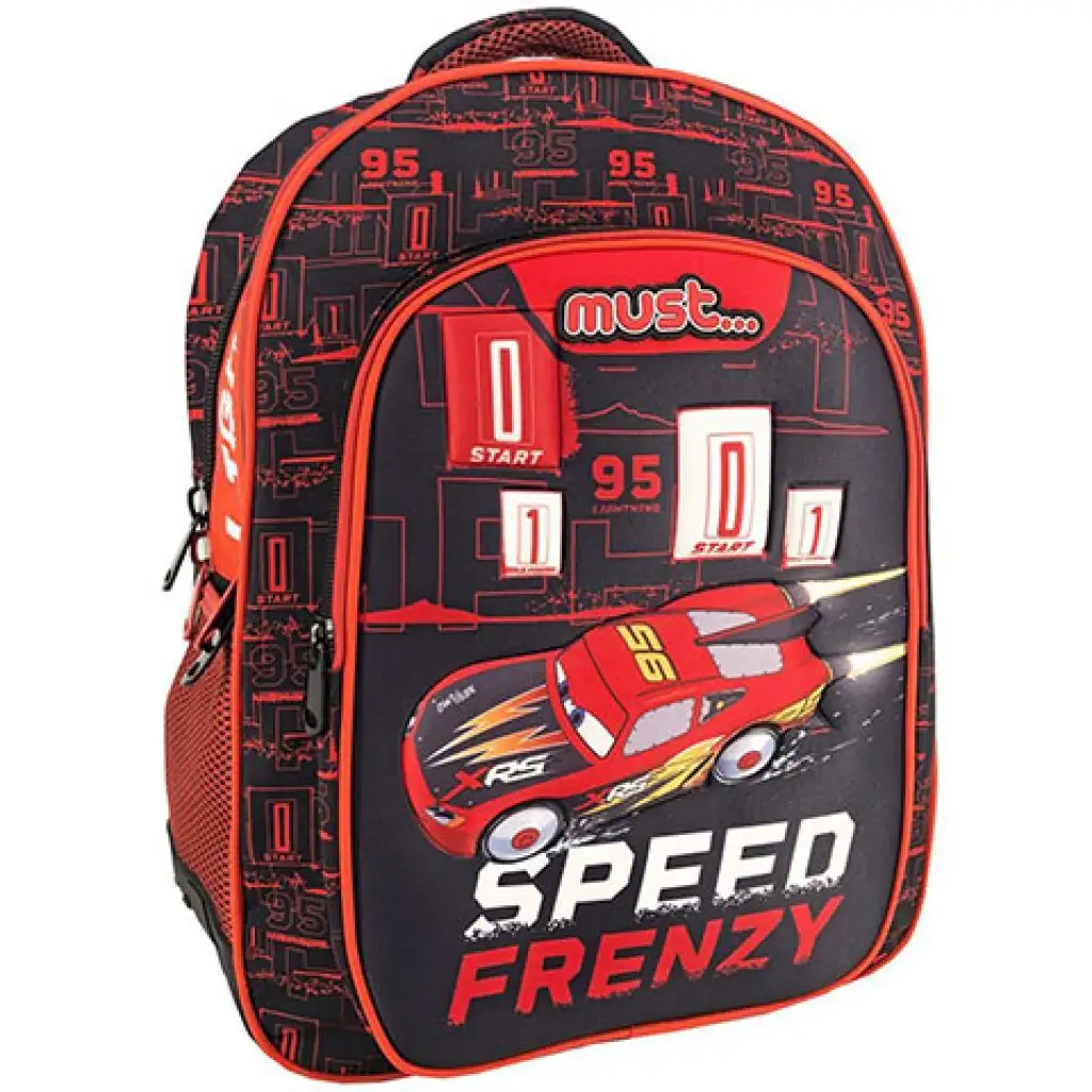 Must... Verdák Speed Frenzy dreifächiges abgerundetes Schulranzen, Rucksack 32x18x43cm Bild 1