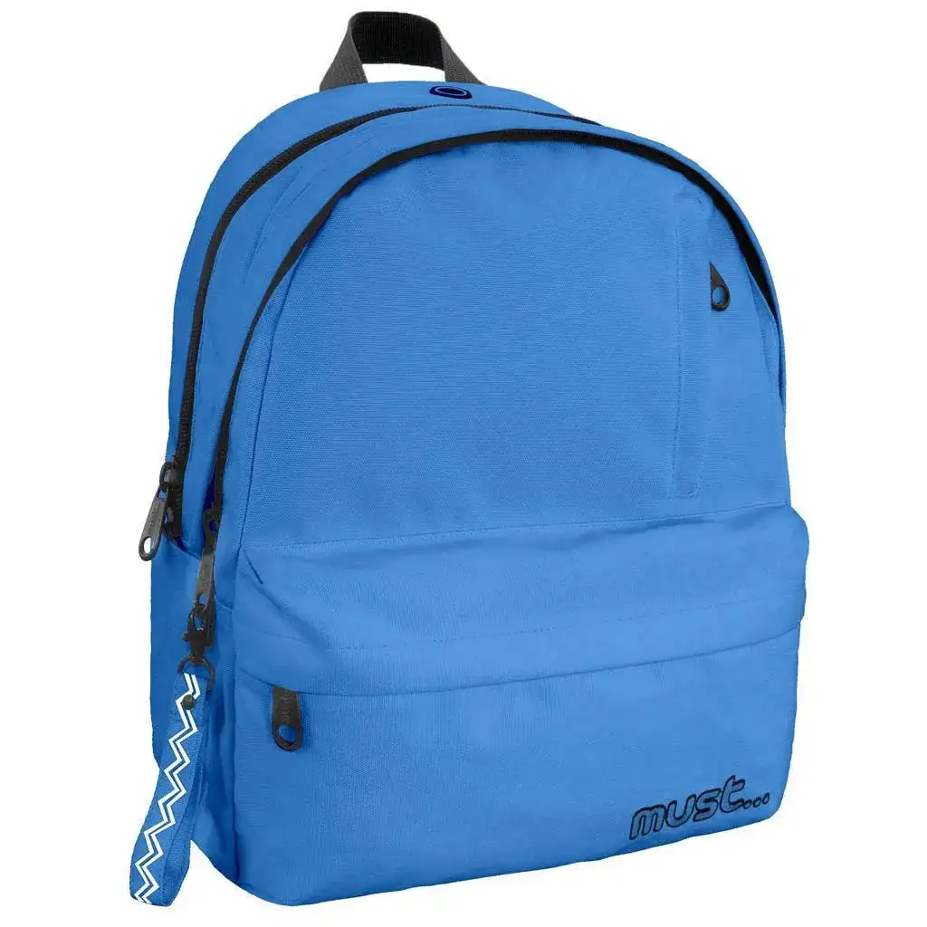 Must: Vierfach unterteilte, abgerundete blaue Schultasche, Rucksack 32x19x42cm Bild 1