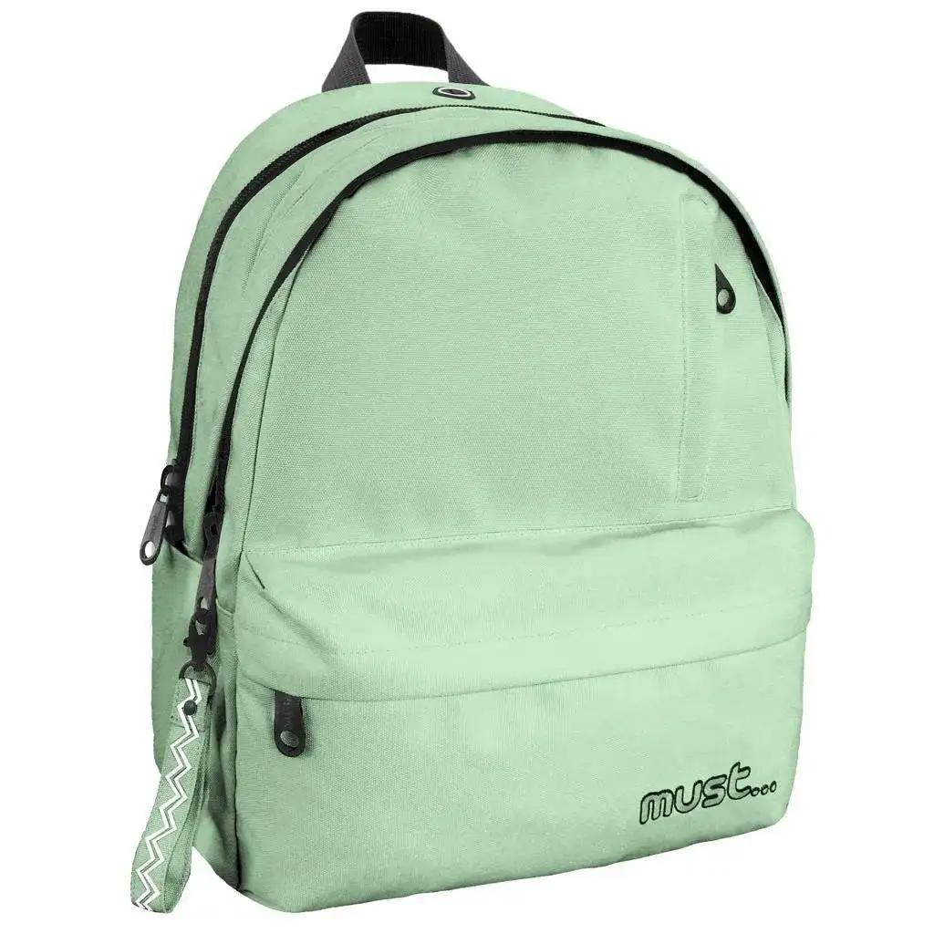 Must: Vierfach unterteilte, abgerundete, hellgrüne Schultasche, Rucksack 32x19x42cm Bild 1