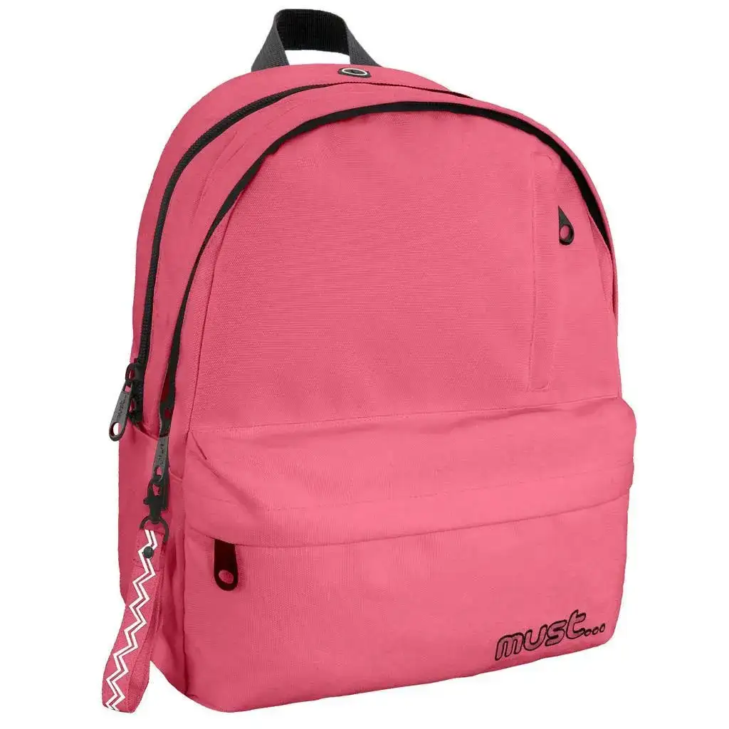 Must: Vierfach unterteilte, abgerundete, hellrote Schultasche, Rucksack 32x19x42cm Bild 1