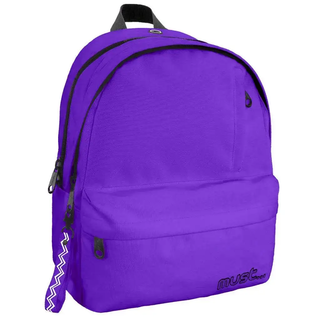 Must: Vierfach unterteilte, abgerundete, lila Schultasche, Rucksack 32x19x42cm Bild 1