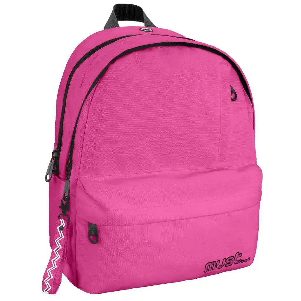 Must: Vierfach unterteilte, abgerundete, pinke Schultasche, Rucksack 32x19x42cm Bild 1