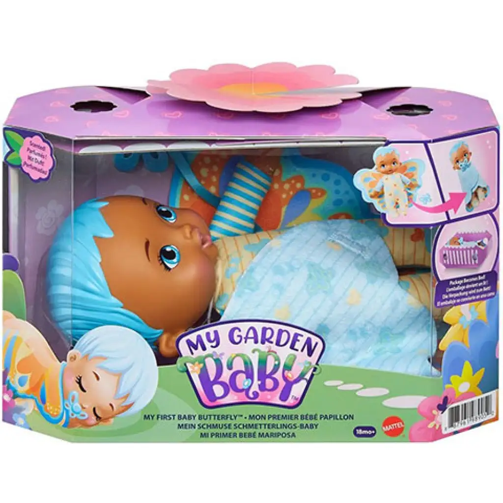 My Garden Baby: Süßes Baby kuscheliges blaues Schmetterlingsbaby 23cm - Mattel Bild 1