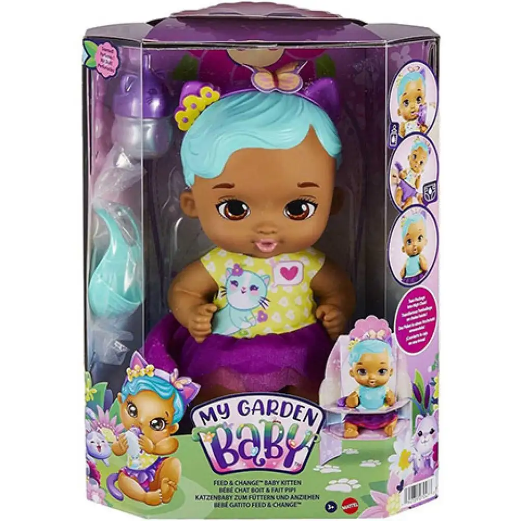 My Garden Baby: Süßes Baby Pflege - Türkis Katzenbaby 30cm - Mattel Bild 1