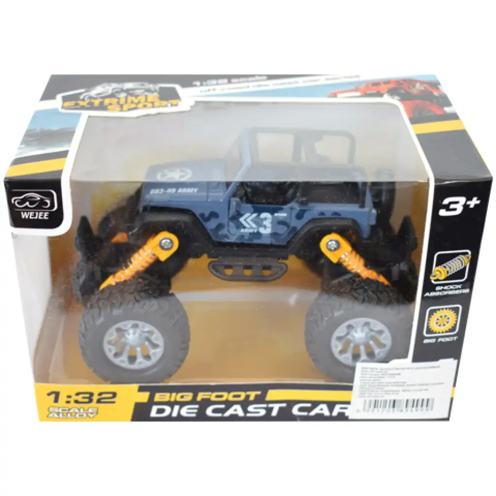 Off-Road Rückziehauto grauer Jeep Geländewagen 1/32 Bild 1