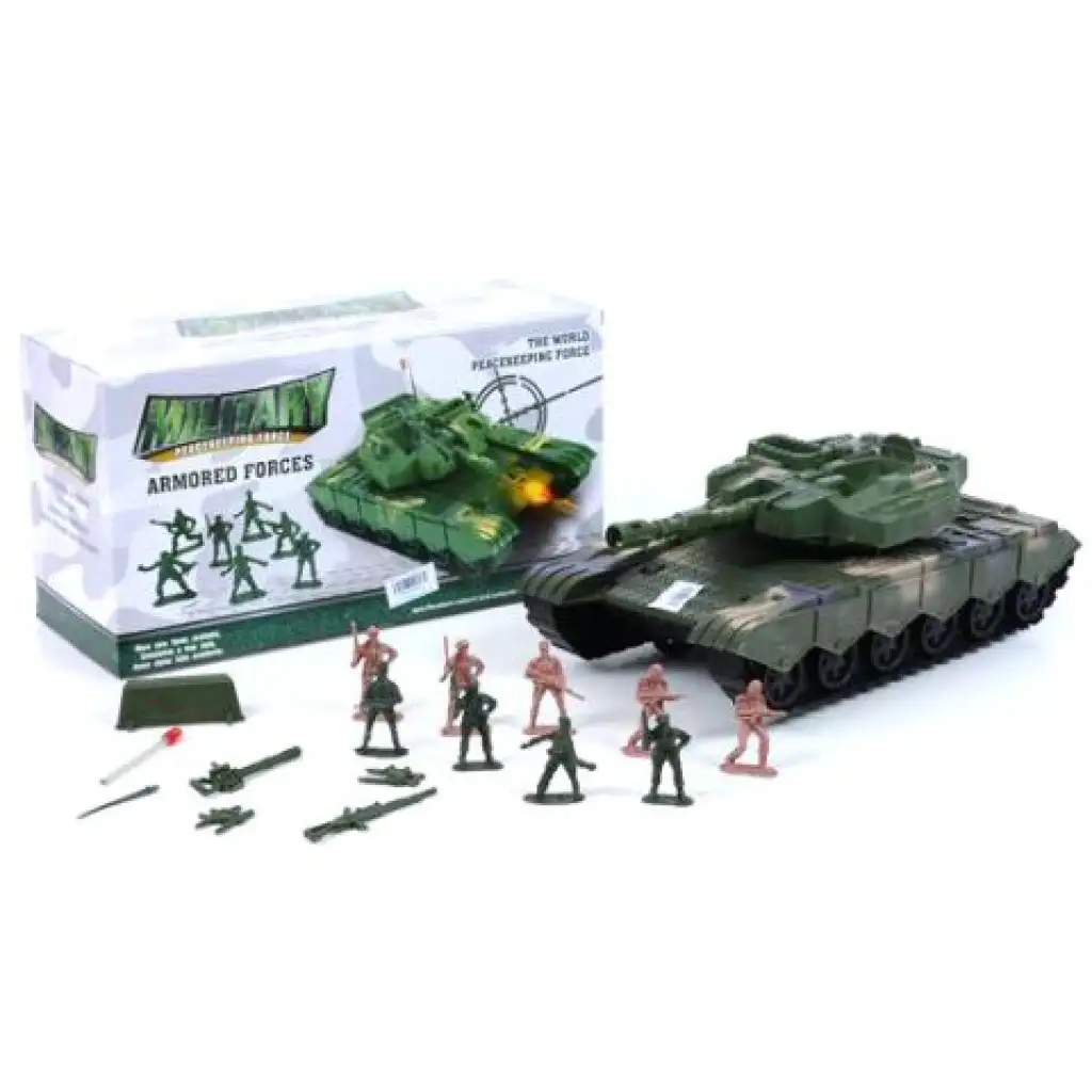 Tank-Spielset mit Soldaten und Zubehör in grüner Farbe Bild 1