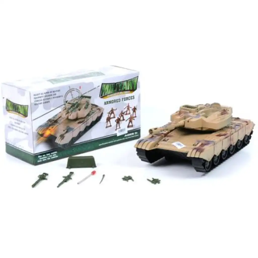 Tank-Spielset mit Zubehör in Wüstentarnfarbe Bild 1