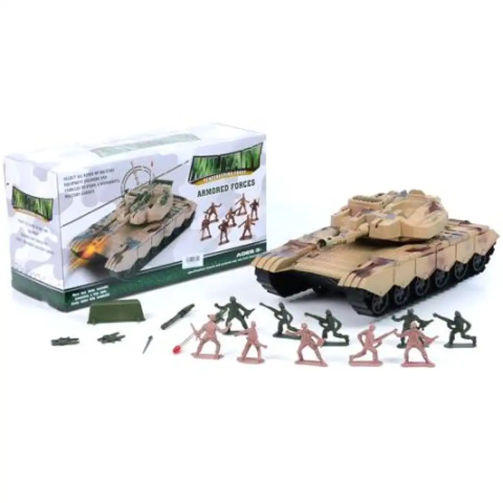 Tank-Spielset mit Soldaten und Zubehör in Wüstentarnfarbe Bild 1