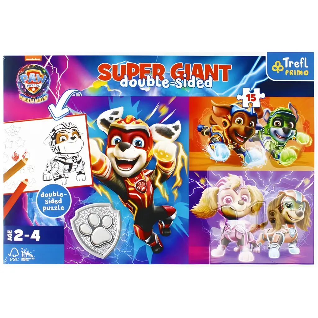 Paw Patrol: Der Super Film - Riesiges beidseitig ausmalbares 15-teiliges Puzzle - Trefl Bild 1