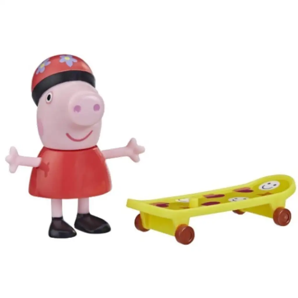 Peppa Wutz: Peppa Wutz mit Schutzhelm und Skateboard Figurenset - Hasbro Bild 1