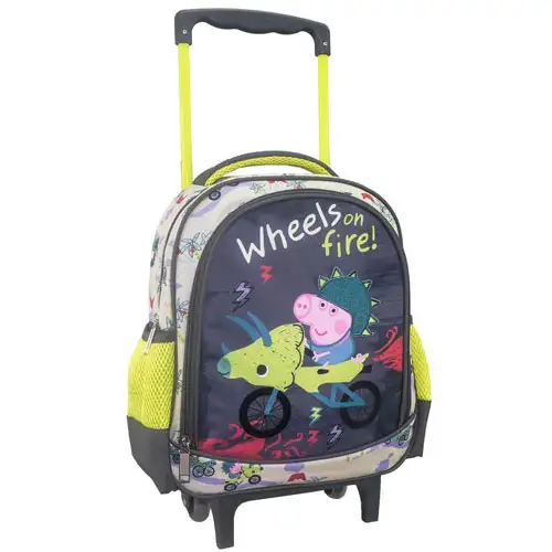 Peppa Wutz Wheels on fire rollender Kindergartenrucksack 27x10x31cm Bild 1