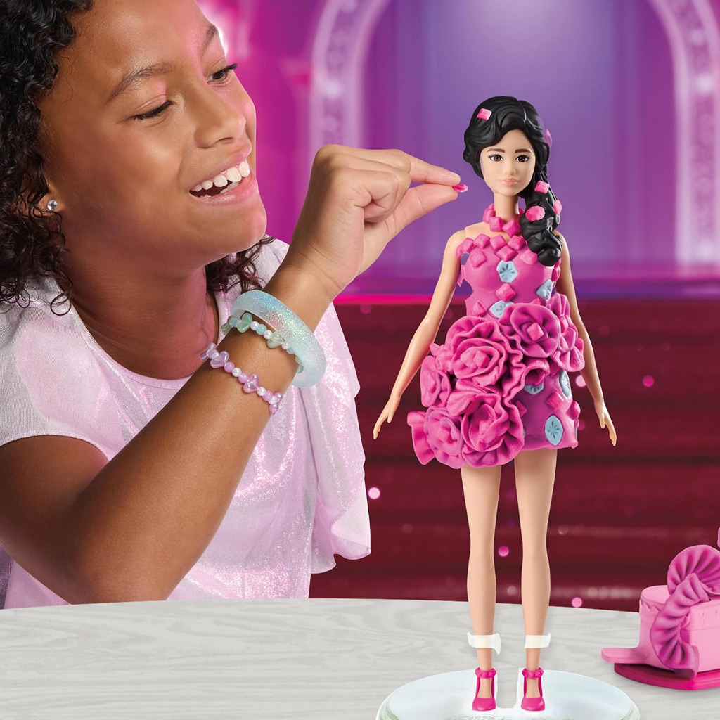 Play-Doh: Barbie Glitzer Schmuck und Bänder Knetset mit Puppe – Hasbro Bild 2