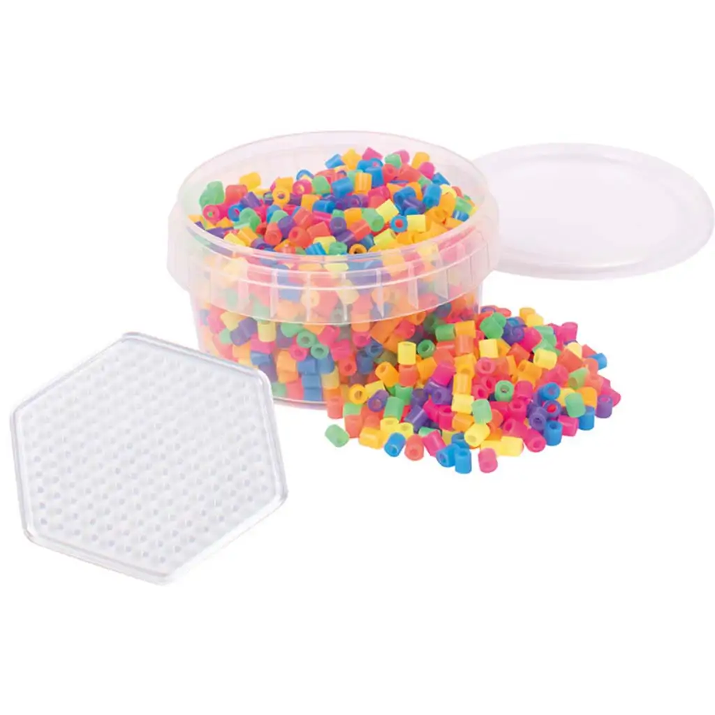 PlayBox: 5mm MIDI bügelbare Neonperlen 1000 Stück mit sechseckiger Grundplatte Bild 1