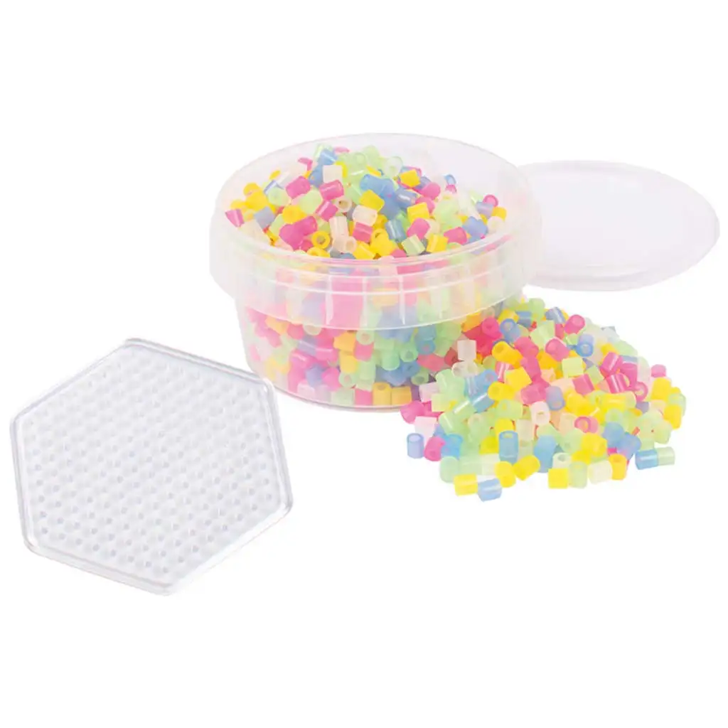 PlayBox: 5mm MIDI bügelbare transparente Perlen 1000 Stück mit sechseckiger Grundplatte Bild 1