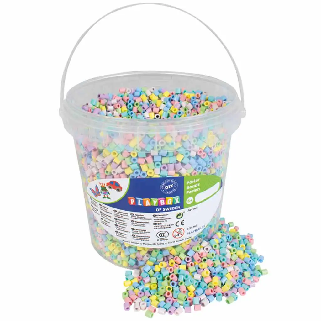 PlayBox: 5mm MIDI Pastellfarbene Bügelperlen-Set im Eimer, 10.000 Stück Packung Bild 1