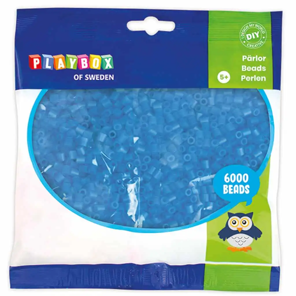 PlayBox: 5mm MIDI transparente Bügelperlen in Blau, 6000 Stück Packung Bild 1