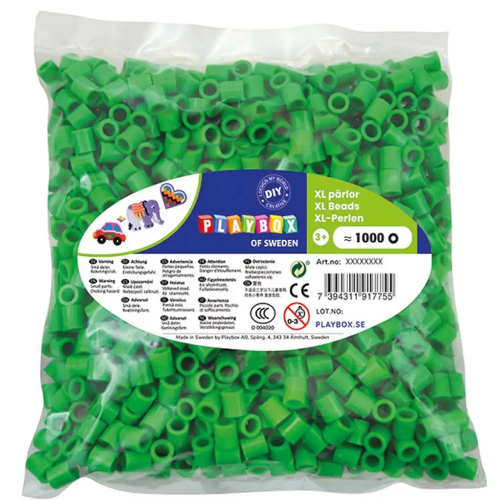 PlayBox: 9mm XL MAXI bügelperlen 1000er Packung in Grün Bild 1