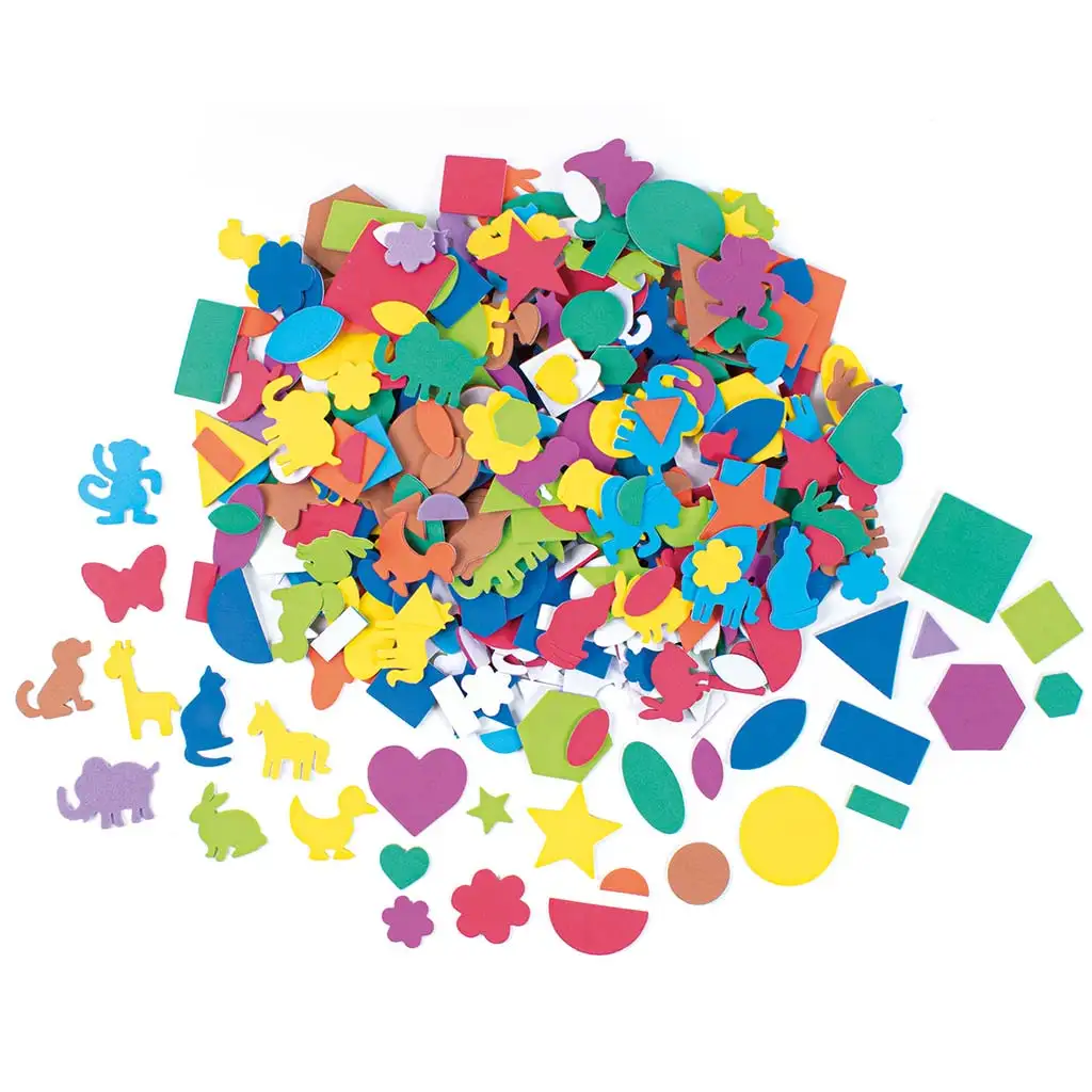 PlayBox: Bunte, klebbare Dekorationselemente aus Schaumstoff in verschiedenen Farben und Formen, 170g-Packung Bild 1