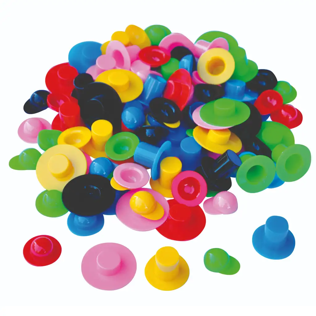 PlayBox: Bunte Kunststoffkappen und -hüte Set 144 Stück Bild 1