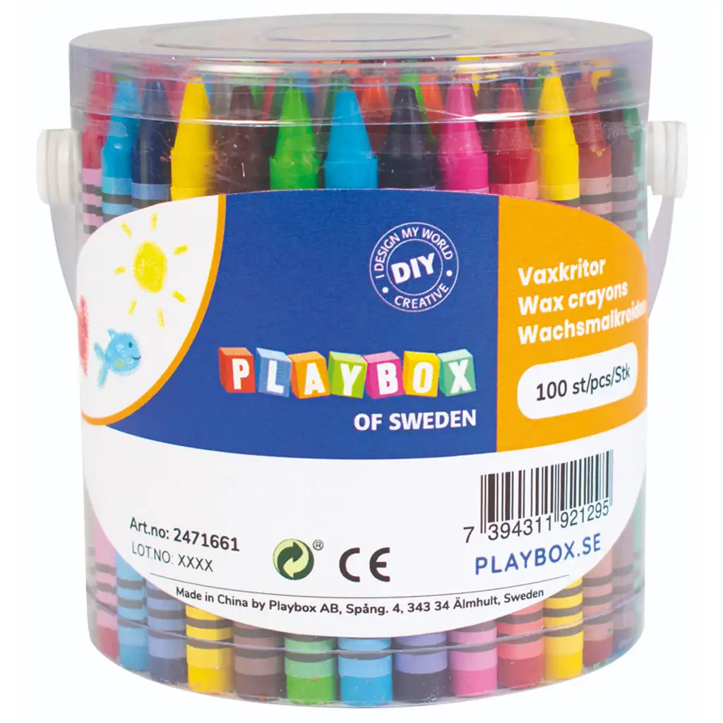 PlayBox: Buntes 100-teiliges Wachsmalstift-Set in einer Box Bild 1