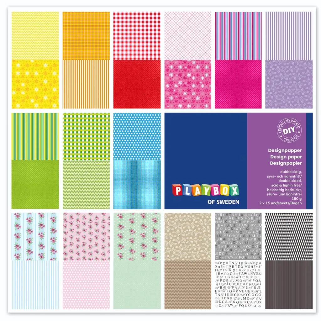PlayBox: Dekorationsset aus buntem und gemustertem Kartonpapier 30 Stück Bild 1