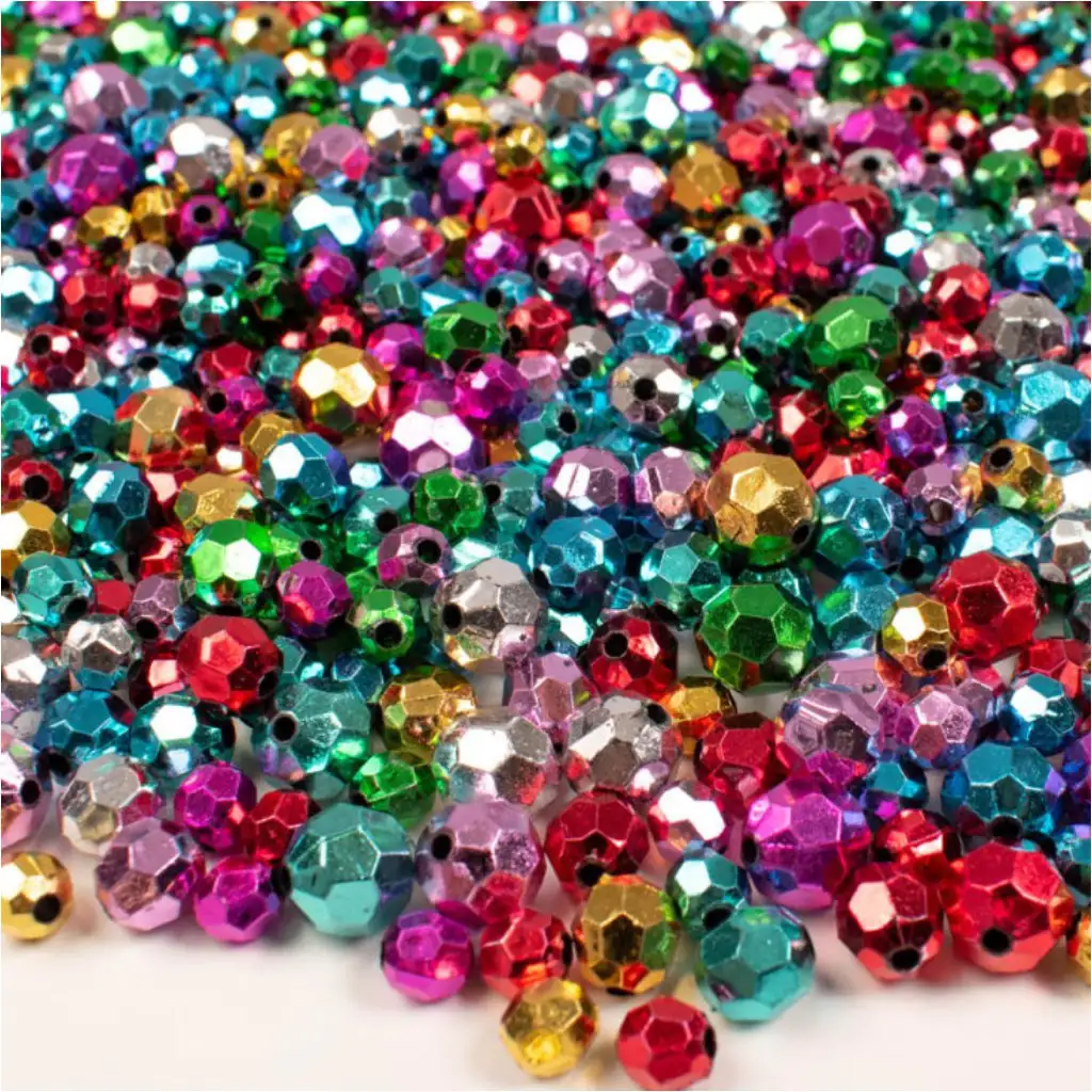 PlayBox: Bunte, diamantförmige, 8, 10 und 12mm Perlen zum Auffädeln, 250g Set Bild 1