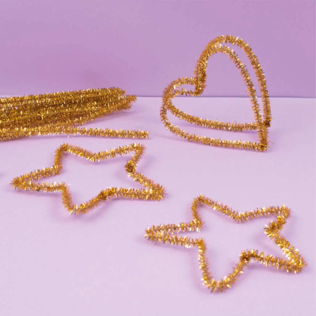 PlayBox: Goldfarbene Chenille-Fäden 100 Stück 6mm Bild 2