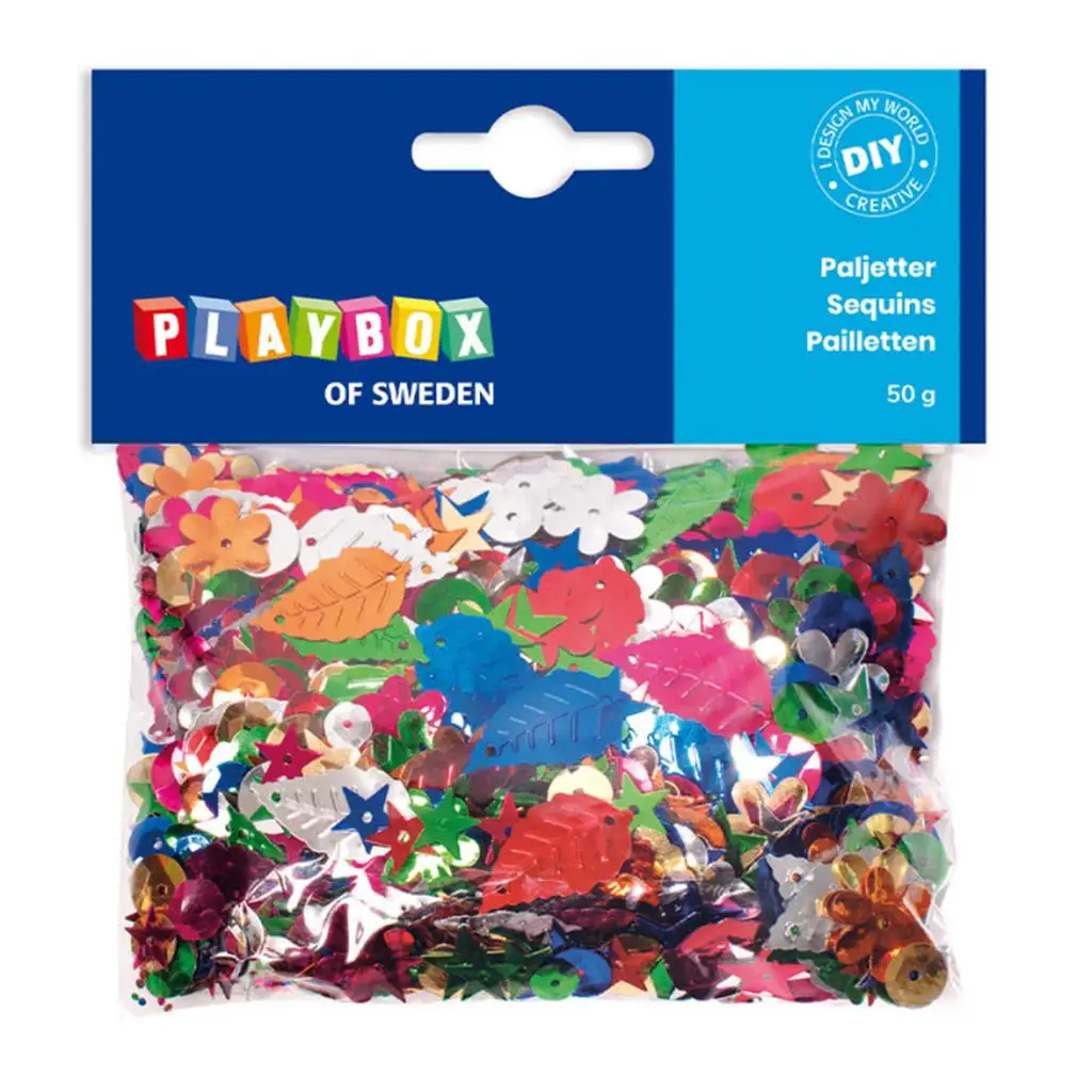 PlayBox: Pailletten in verschiedenen Größen, Farben und Formen, 50g-Packung Bild 1