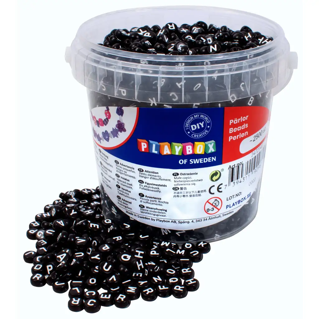PlayBox: Schwarze Buchstabenperlen-Set, 2500 Stück Bild 1