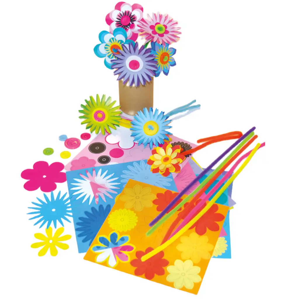 PlayBox: Set zur Herstellung von Papierblumen mit Chenille und Knöpfen Bild 1