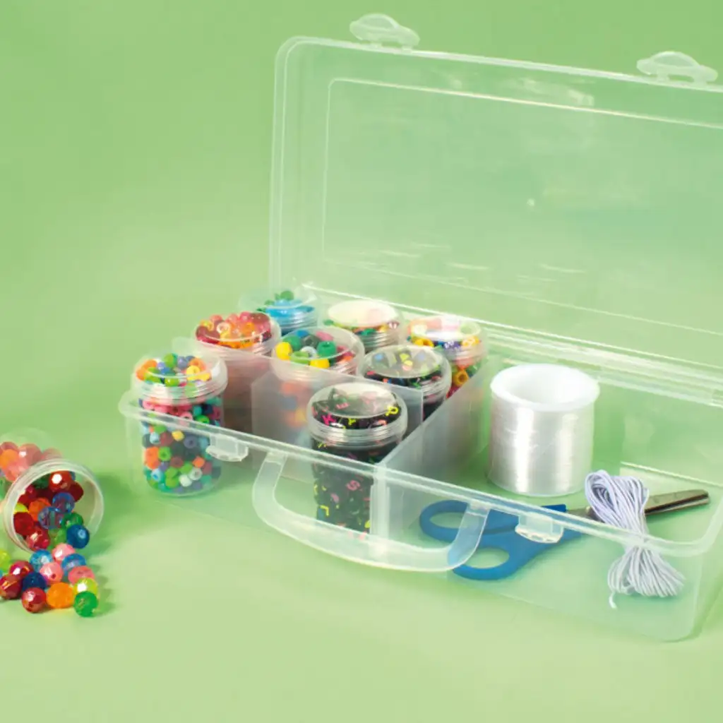 Playbox: Transparente Aufbewahrungsbox mit 2 Fächern 26x13x6cm Bild 1
