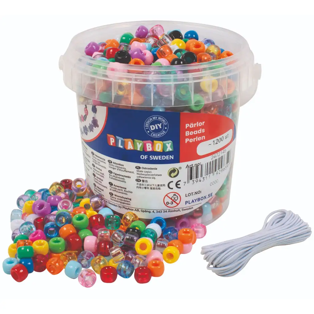 PlayBox: Transparentes und farbige Perlen Set 1200 Stück Bild 1