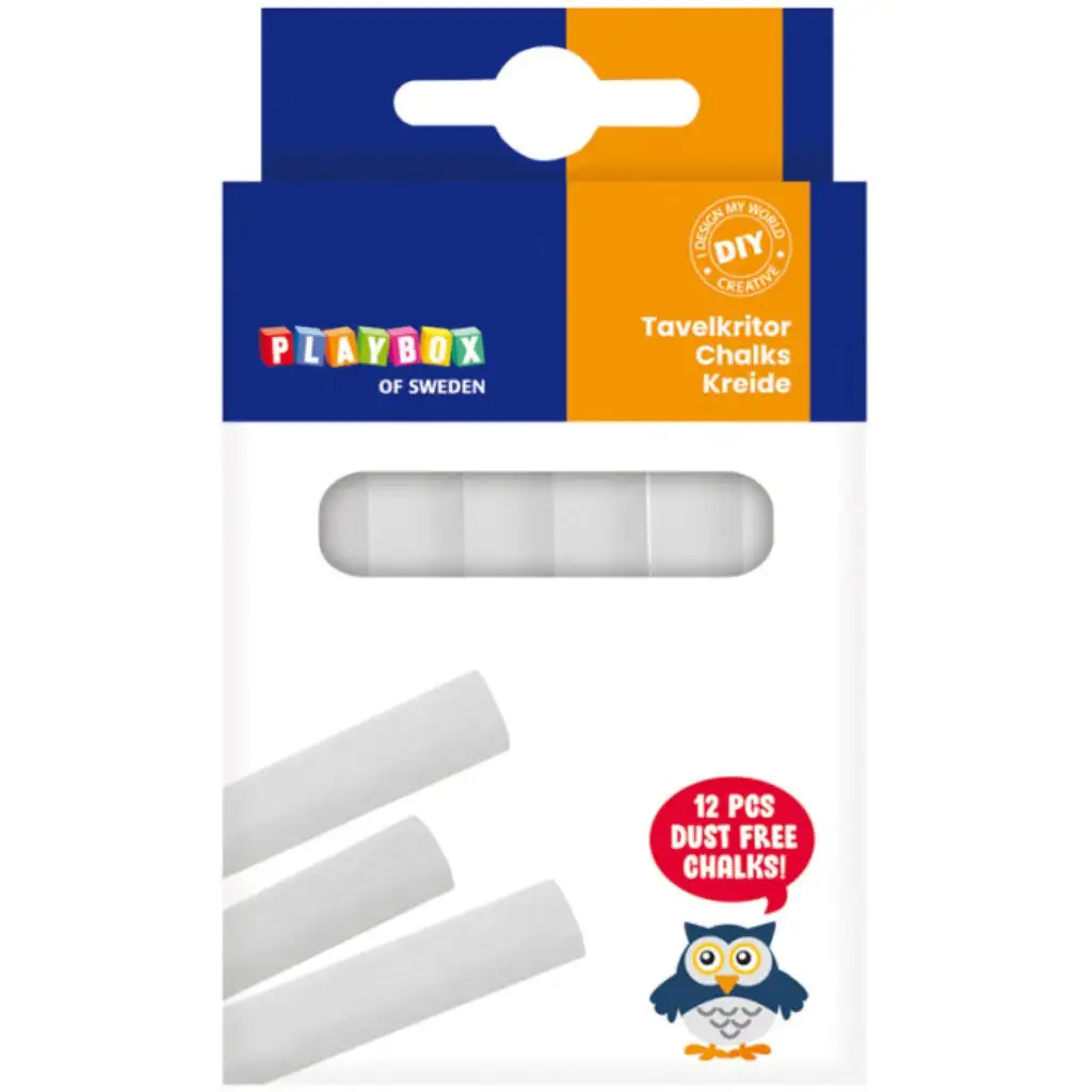 PlayBox: Weißes Kreide 12er-Set mit 8cm Länge und 9mm Durchmesser Bild 1