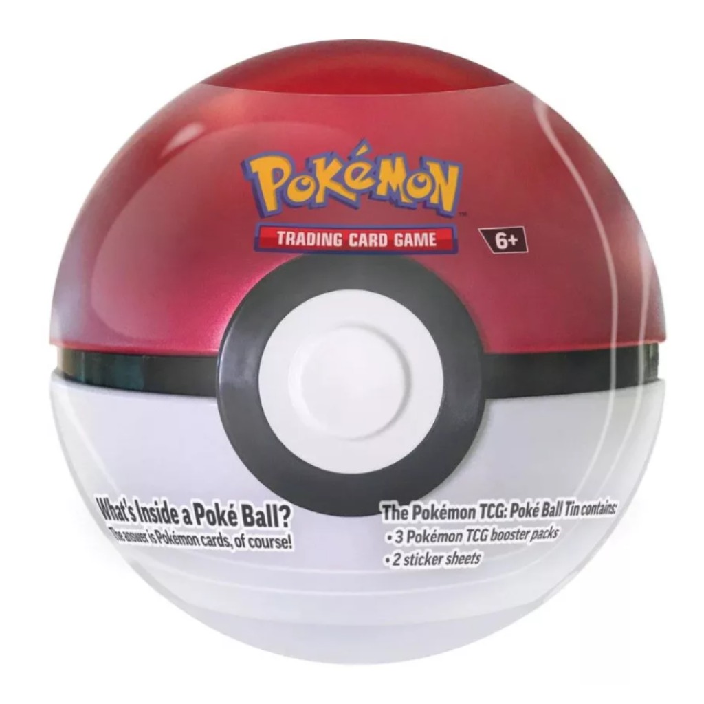 Pokémon TCG 2024 Poké Ball Dose – Pokéball-förmige Metalldose mit 3 Boostern in verschiedenen Varianten Bild 1