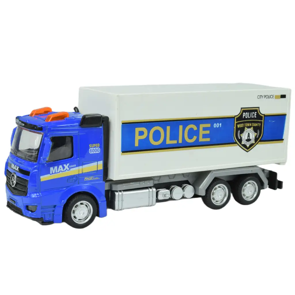 Polizeiautos: Schwungrad-Polizeilastwagen in verschiedenen Ausführungen 19cm Bild 4