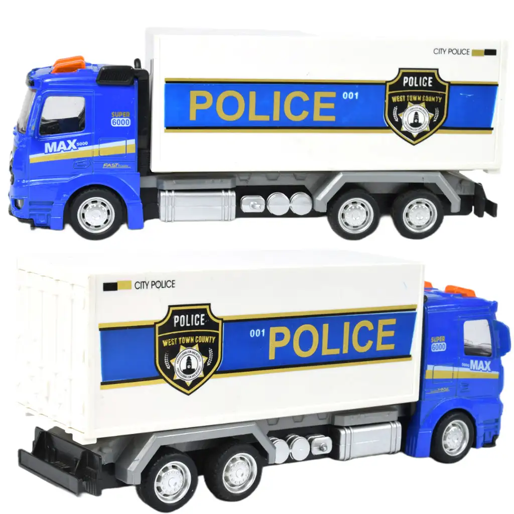 Polizeiautos: Schwungrad-Polizeilastwagen in verschiedenen Ausführungen 19cm Bild 5